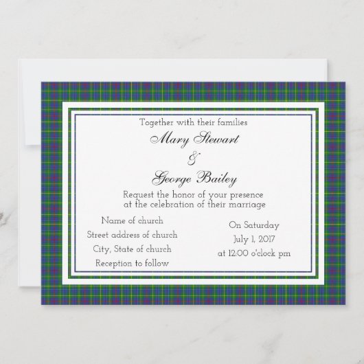Bailey Scottish Wedding Invitation Kaart (Voorkant)