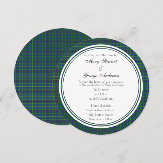 Bailey Scottish Wedding Round Invitation Kaart (Voorkant / Achterkant)