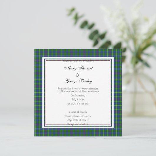 Bailey Scottish Wedding Square Invitation Kaart (Staand voorkant)