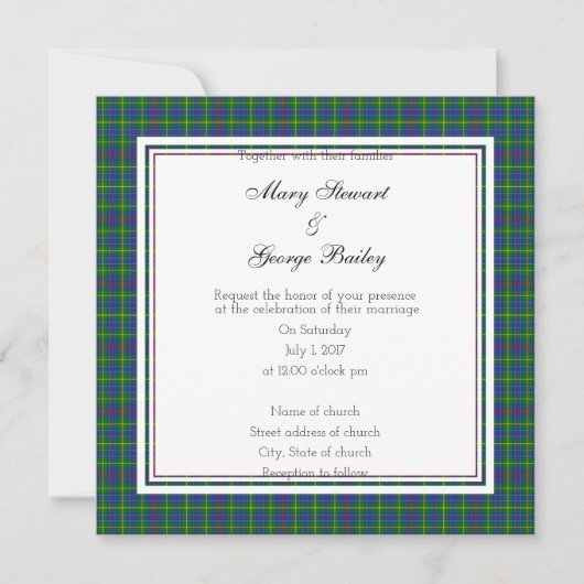 Bailey Scottish Wedding Square Invitation Kaart (Voorkant)