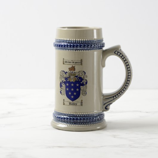 Bailey wapenschild Stein / Bailey Family Crest Bierpul (Rechts)