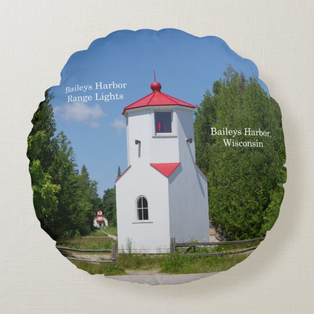 Baileys Harbor Range Lights rond kussen (Voorkant)