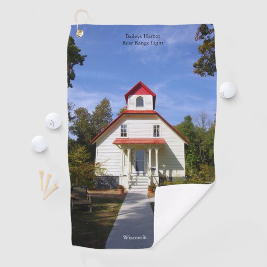 Baileys Harbor Rear Range Light golf towel Golfhanddoek (Insitu)