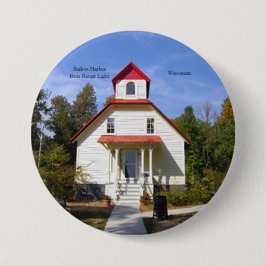 Baileys Harbor Rear Range Light-knop Ronde Button 7,6 Cm (Voorkant)