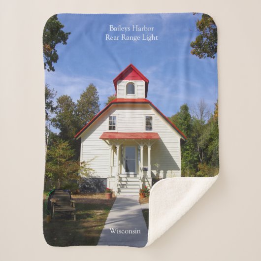 Baileys Harbor Rear Range Light sherpa blanket Deken (Voorkant)