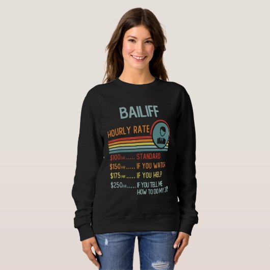 Bailiff Hourly Rate T-Shirt Retro Job Title (Voorkant volledig)