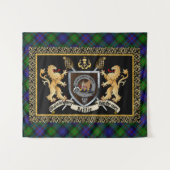 Baillie Clan Badge & Motto w/Lions Wandkleed (Voorkant (horizontaal))