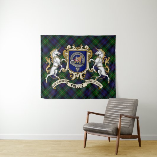 Baillie Clan Badge & Tartan Tapestry Wandkleed (In Situ (horizontaal))