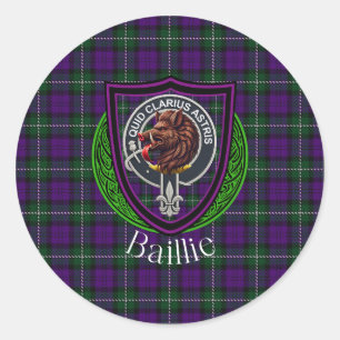 Baillie Schotse Clan Tartan & Wapen Ronde Sticker