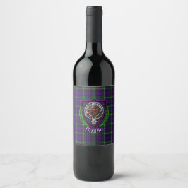 Baillie Schotse Clan Tartan & Wapen Wijn Etiket