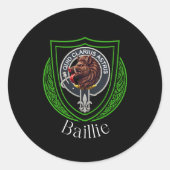 Baillie Scottish Clan Crest Ronde Sticker (Voorkant)