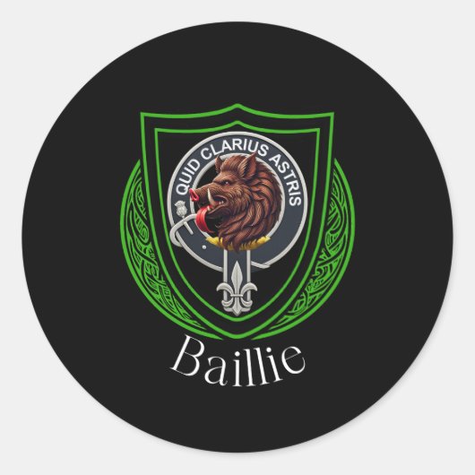 Baillie Scottish Clan Crest Ronde Sticker (Voorkant)
