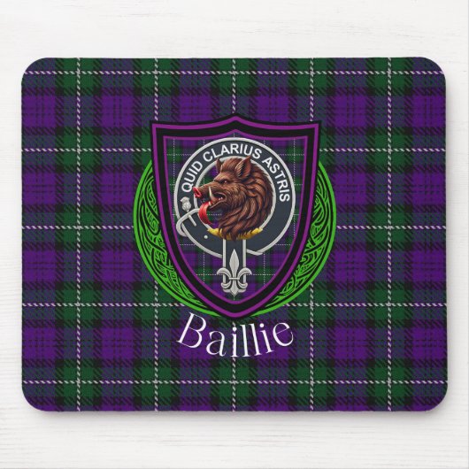 Baillie Scottish Clan Tartan and Crest  Muismat (Voorkant)