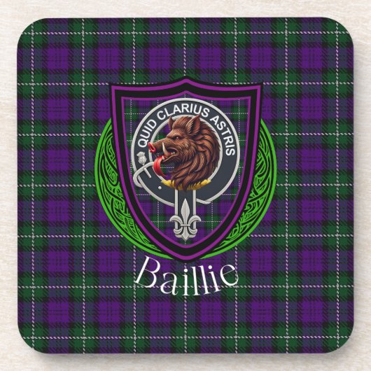 Baillie Scottish Clan Tartan & Crest Bier Onderzetter (Voorkant)