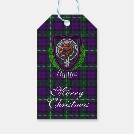 Baillie Scottish Clan Tartan & Crest Cadeaulabel (Voorkant)