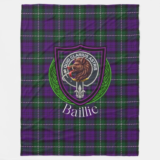 Baillie Scottish Clan Tartan Crest Fleece Deken (Voorkant)