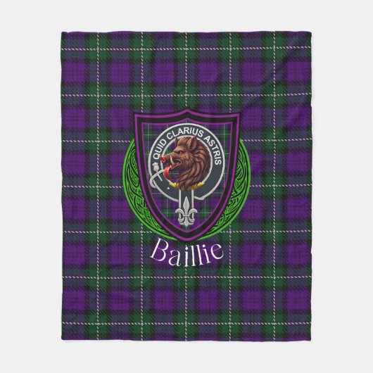 Baillie Scottish Clan Tartan Crest Fleece Deken (Voorkant)