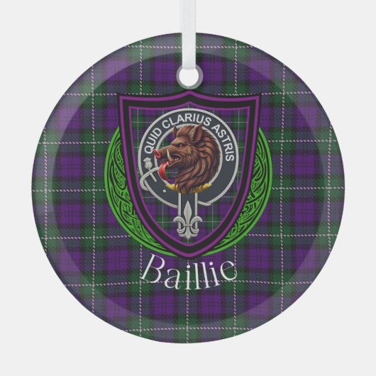 Baillie Scottish Clan Tartan & Crest Glas Ornament (Voorkant)