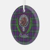 Baillie Scottish Clan Tartan & Crest Glas Ornament (Voorkant links)