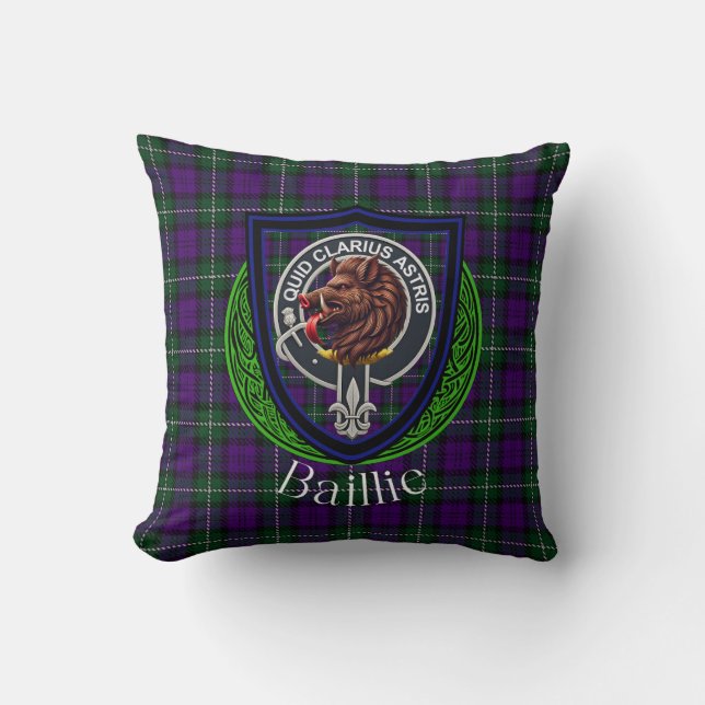 Baillie Scottish Clan Tartan Crest Kussen (Voorkant)