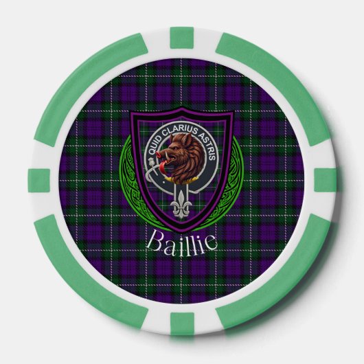 Baillie Scottish Clan Tartan & Crest Poker Chips (Voorkant)