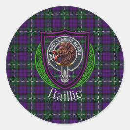 Baillie Scottish Clan Tartan & Crest Ronde Sticker