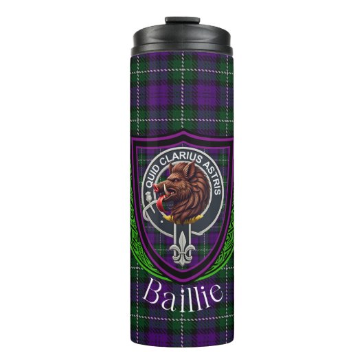 Baillie Scottish Clan Tartan & Crest Thermosbeker (Voorkant)