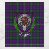 Baillie Scottish Clan Tartan & Crest Wijn Etiket (Enkel label)