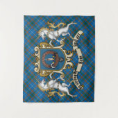 Bain Clan Badge & Unicorns w & Tartan Wandkleed (Voorkant)