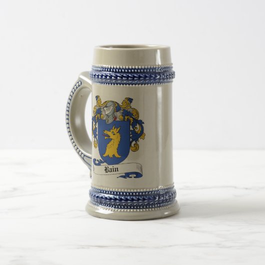 Bain Coat of Arms Stein - Family Crest Bierpul (Voorkant links)