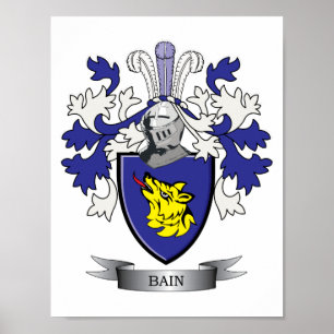 Bain Family Crest Coat of Arms Poster