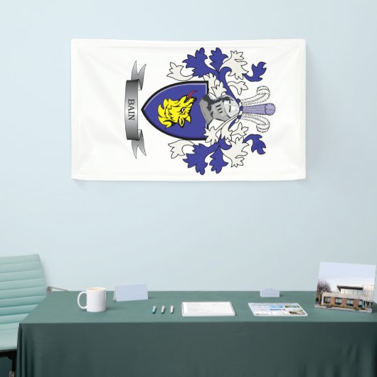 Bain Family Crest Coat of Arms Spandoek (Beurs)