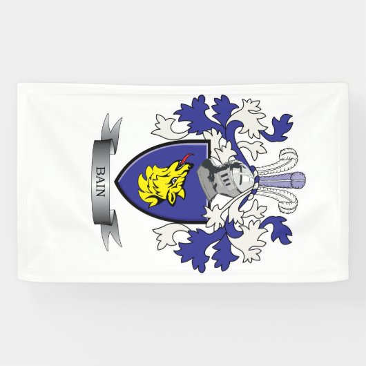 Bain Family Crest Coat of Arms Spandoek (Horizontaal)