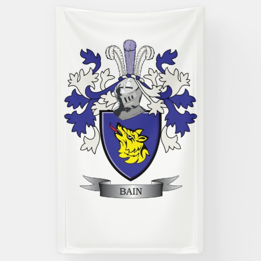 Bain Family Crest Coat of Arms Spandoek (Verticaal)