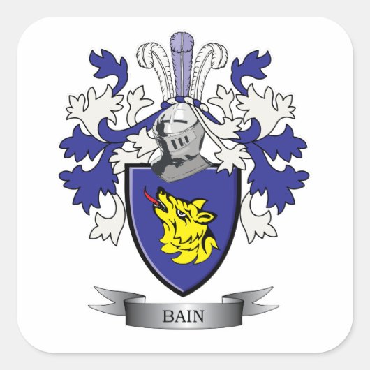 Bain Family Crest Coat of Arms Vierkante Sticker (Voorkant)