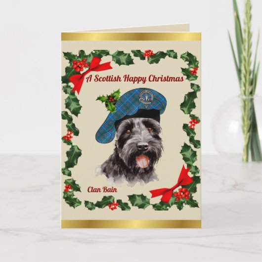 Bain Scottie Dog Gepersonaliseerde Kerstmis Kaart (Voorkant)