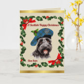 Bain Scottie Dog Gepersonaliseerde Kerstmis Kaart (Gele Bloem)