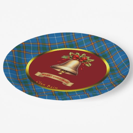Bain Tartan Gepersonaliseerde Kerstmis Papieren Bordje (Gekanteld)