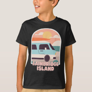 Bainbridge Island Beach Retro Pastel Colors Sun Su T-shirt