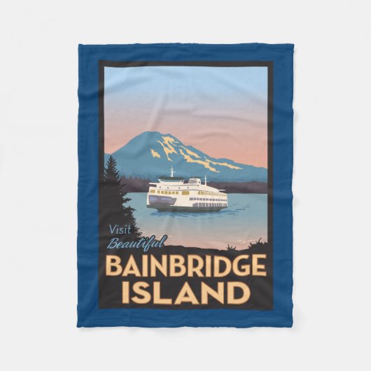 Bainbridge Island Retrostyled Poster Art Fleece Deken (Voorkant)