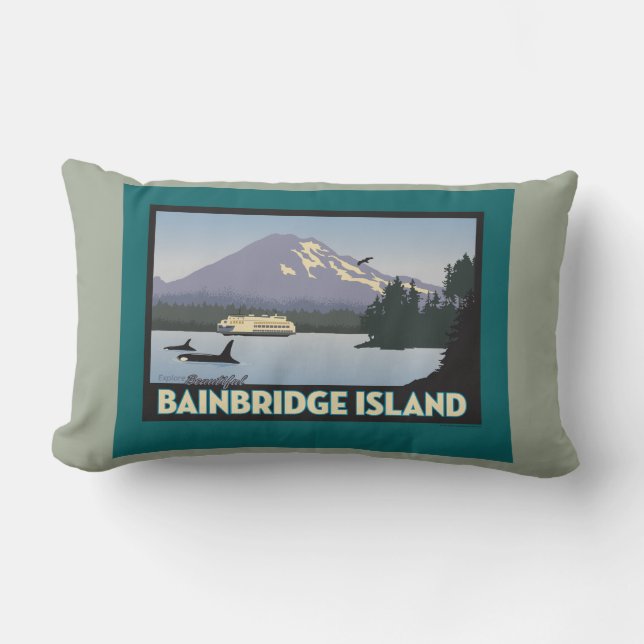 Bainbridge Island Retrostyled Poster Art Kussen (Voorkant)