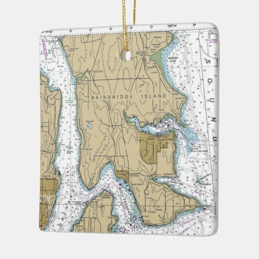 Bainbridge Island WA Chart Keramisch Ornament (Links)