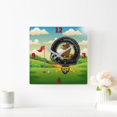 Baird Clan Badge Golf Vierkante Klok (Huis)