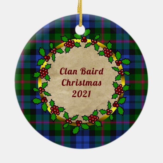 Baird Clan Badge & Tartan Persoonlijke mas Keramisch Ornament (Achterkant)