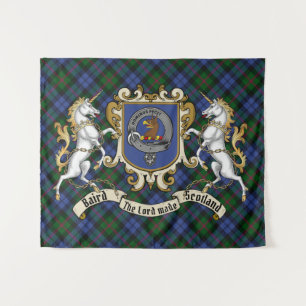 Baird Clan Badge & Unicorns w/Tartan Wandkleed