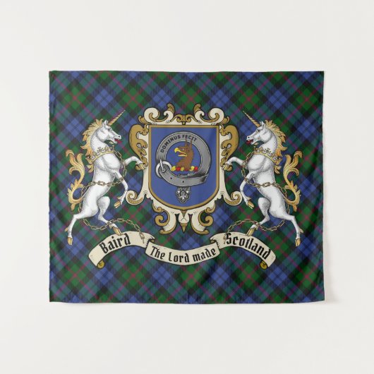 Baird Clan Badge & Unicorns w/Tartan Wandkleed (Voorkant (horizontaal))