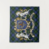 Baird Clan Badge & Unicorns w/Tartan Wandkleed (Voorkant)