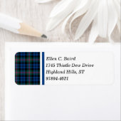 Baird Clan Blauw en Groen Schots Tartan Etiket (Insitu)