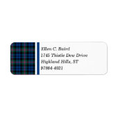 Baird Clan Blauw en Groen Schots Tartan Etiket (Voorkant)