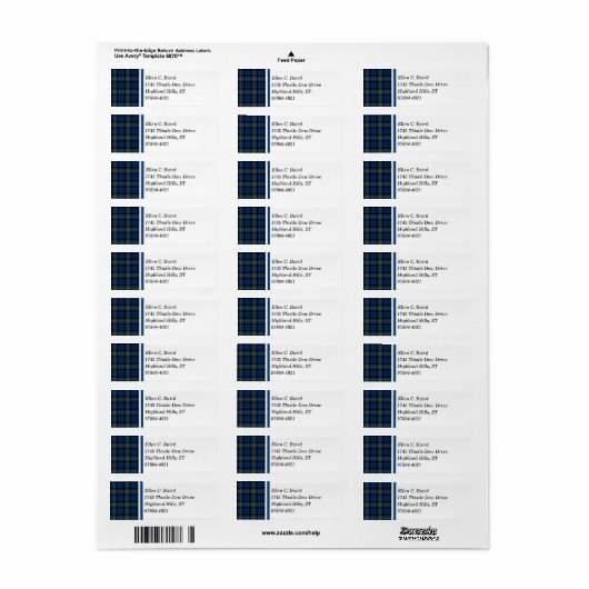 Baird Clan Blauw en Groen Schots Tartan Etiket (Full Sheet)